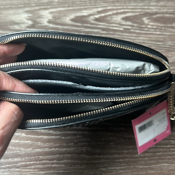 Kate Spade black with Metallic Polka Dot Double Zip Crossbody bag - Picture 4 of 7